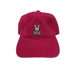 Psycho Bunny Men's Cotton Relaxed Fit Adjustable Sunbleached Cap - Pink